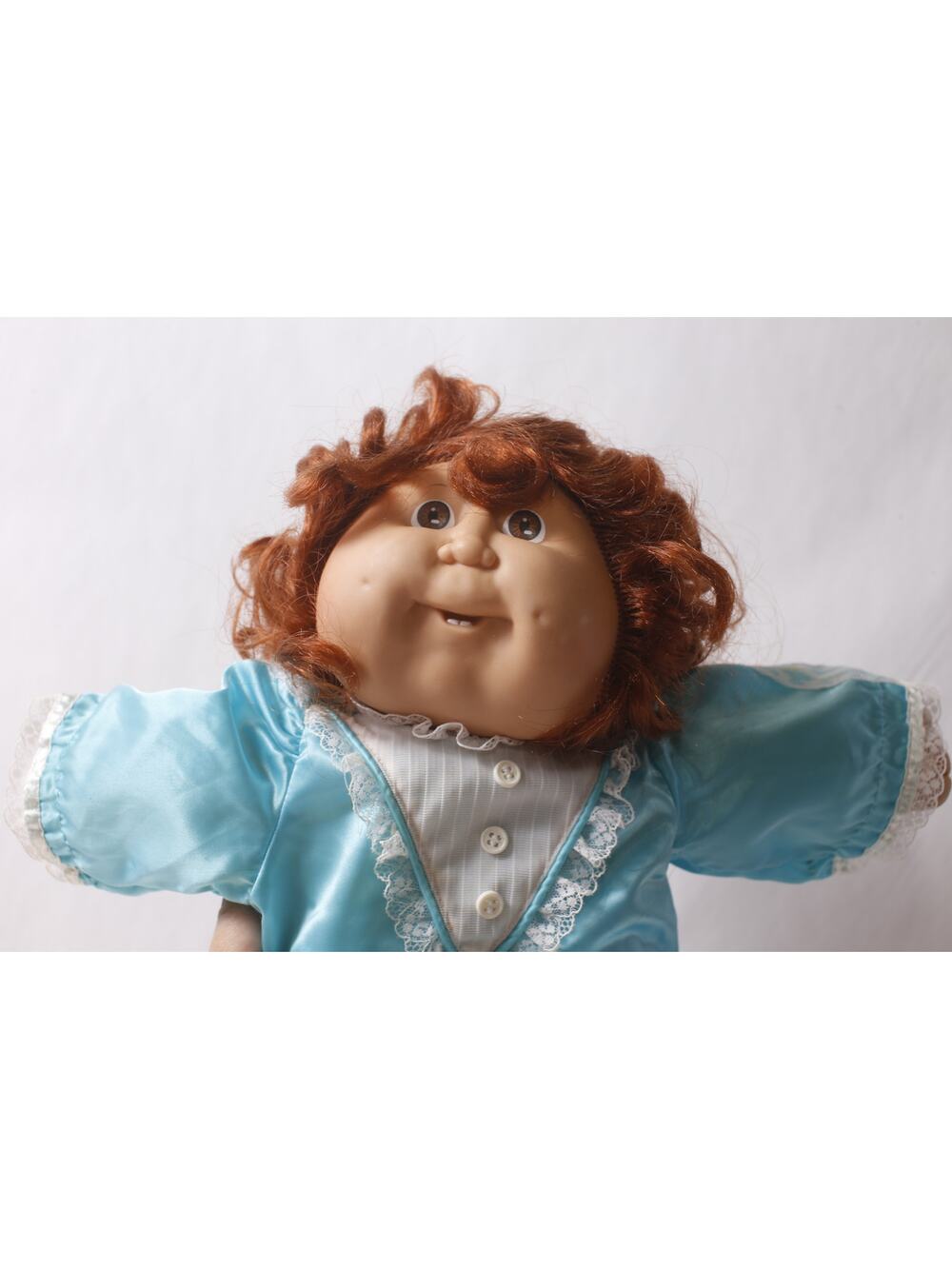 Cabbage Patch Kids Doll w Auburn Cornsilk Hair Blue White Dress ~ 260608-WH 654
